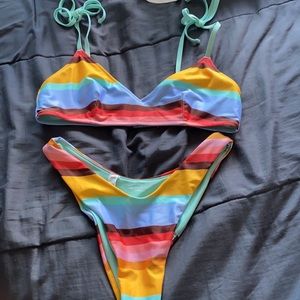 Aerie bikini set stripes
